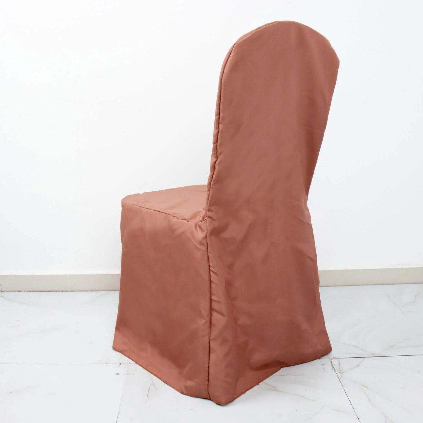 10 Pack Polyester Chair Cover for Banquet Chairs Terracotta (Rust) - Stain-Resistant Reusable Slip-On Slipcover