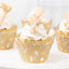 25-Pack Paper Cupcake Liners Butterfly Lace Pattern Design Gold - Round Muffin Wrapper Cups 3"