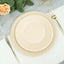 50-Pack Bagasse 8" Round Dessert Plates in Natural with Ribbed Rim