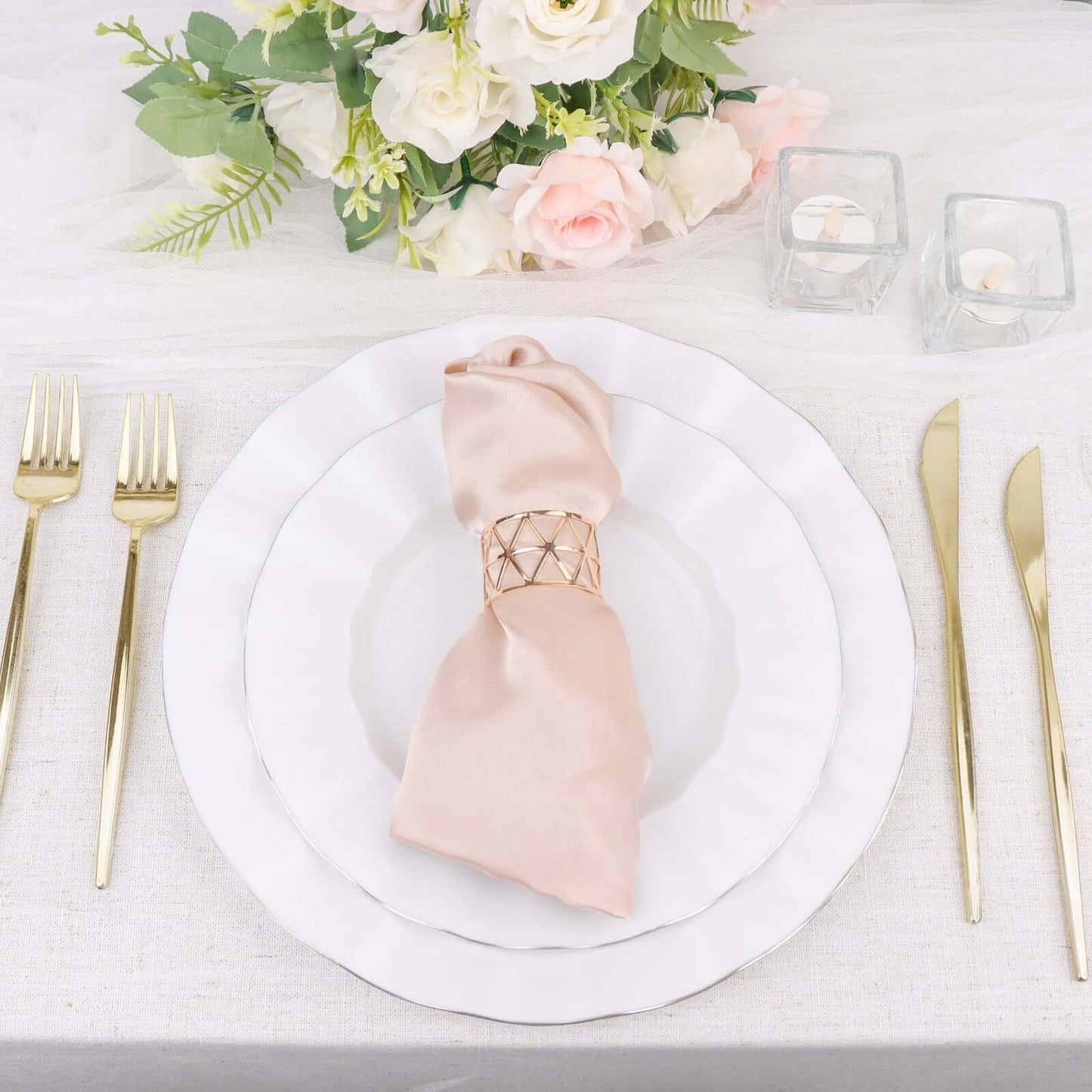 24-Pack Plastic Knives Glossy Gold - Premium Heavy Duty Disposable Flatware Cutlery 8"