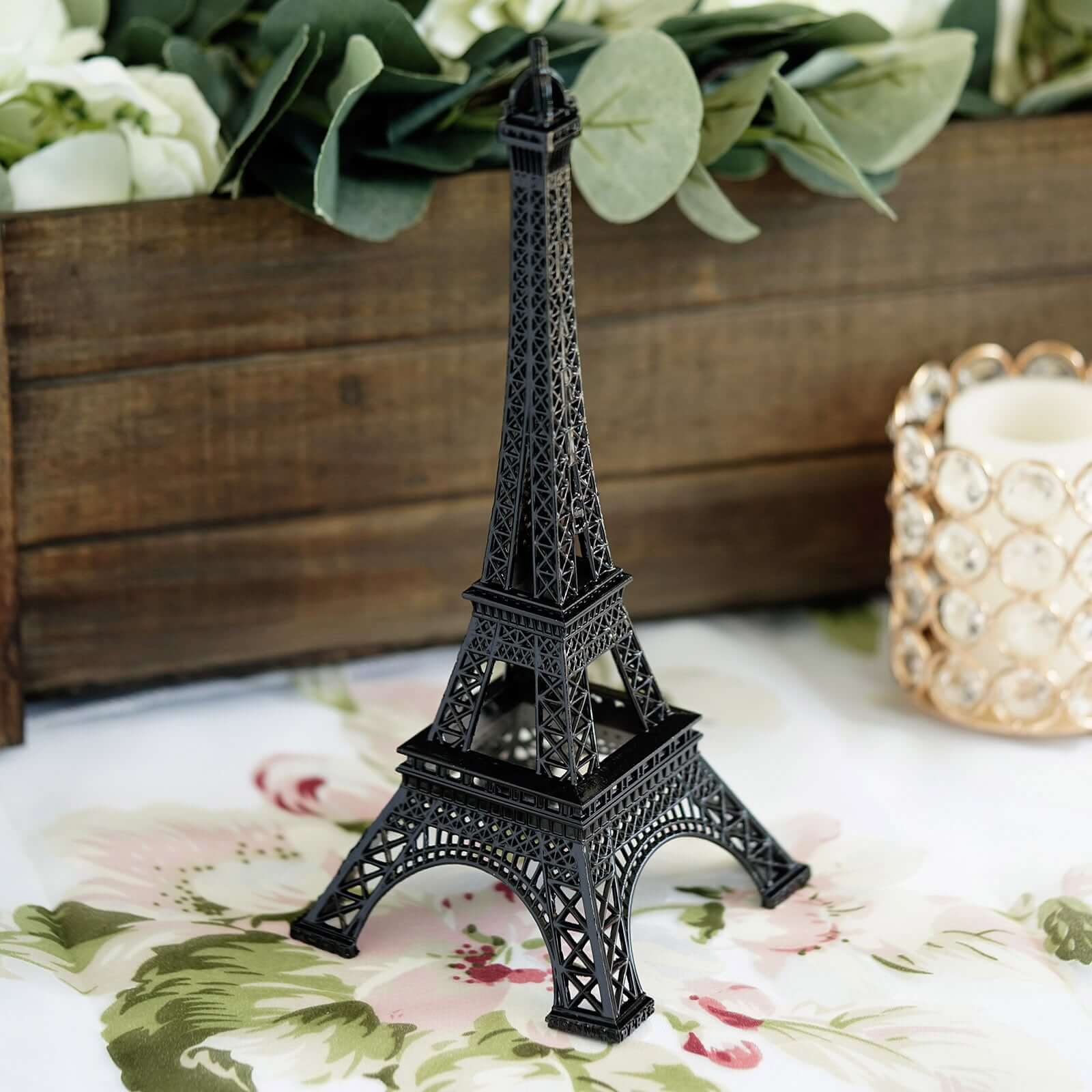 Eiffel Tower Table Centerpiece Metal Black - Stylish Decorative Cake Topper for Parties & Gatherings 10" - Linen Luxes