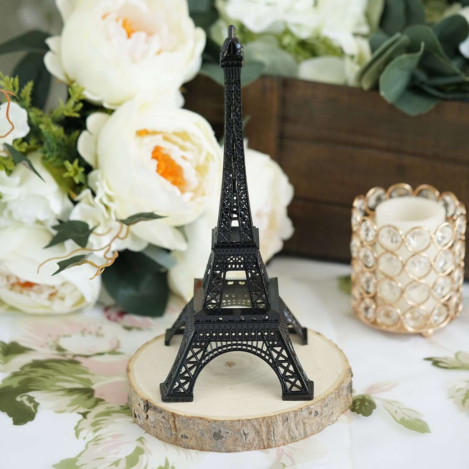 Eiffel Tower Table Centerpiece Metal Black - Stylish Decorative Cake Topper for Parties & Gatherings 10" - Linen Luxes