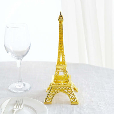 Eiffel Tower Table Centerpiece Metal Gold - Stylish Decorative Cake Topper for Parties & Gatherings 10" - Linen Luxes