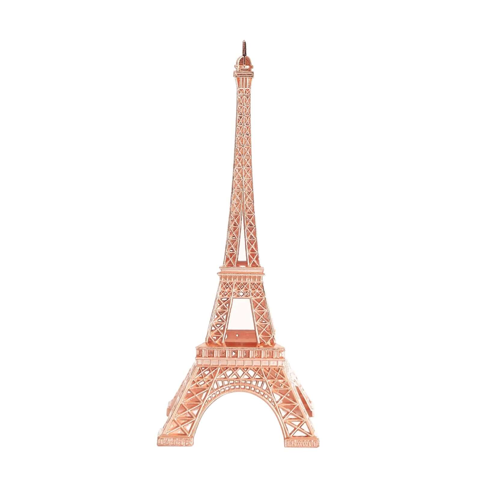 Eiffel Tower Table Centerpiece Metal Rose Gold - Stylish Decorative Cake Topper for Parties & Gatherings 10" - Linen Luxes