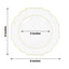 10-Pack Plastic Dessert Appetizer Plates in Clear Baroque Design with Scalloped Gold Rim - Heavy Duty Disposable Salad Plates 8"