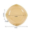 10-Pack Plastic 8" Round Dessert Plates in Transparent Amber Gold with Gold Leaf Embossed Rim - Disposable Vintage Baroque Style Salad Plates