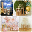 Set of 3 Wedding Pedestal Stands Square Acrylic Plate Design Gold - Metal Flower Display Plinths 26",30",34"