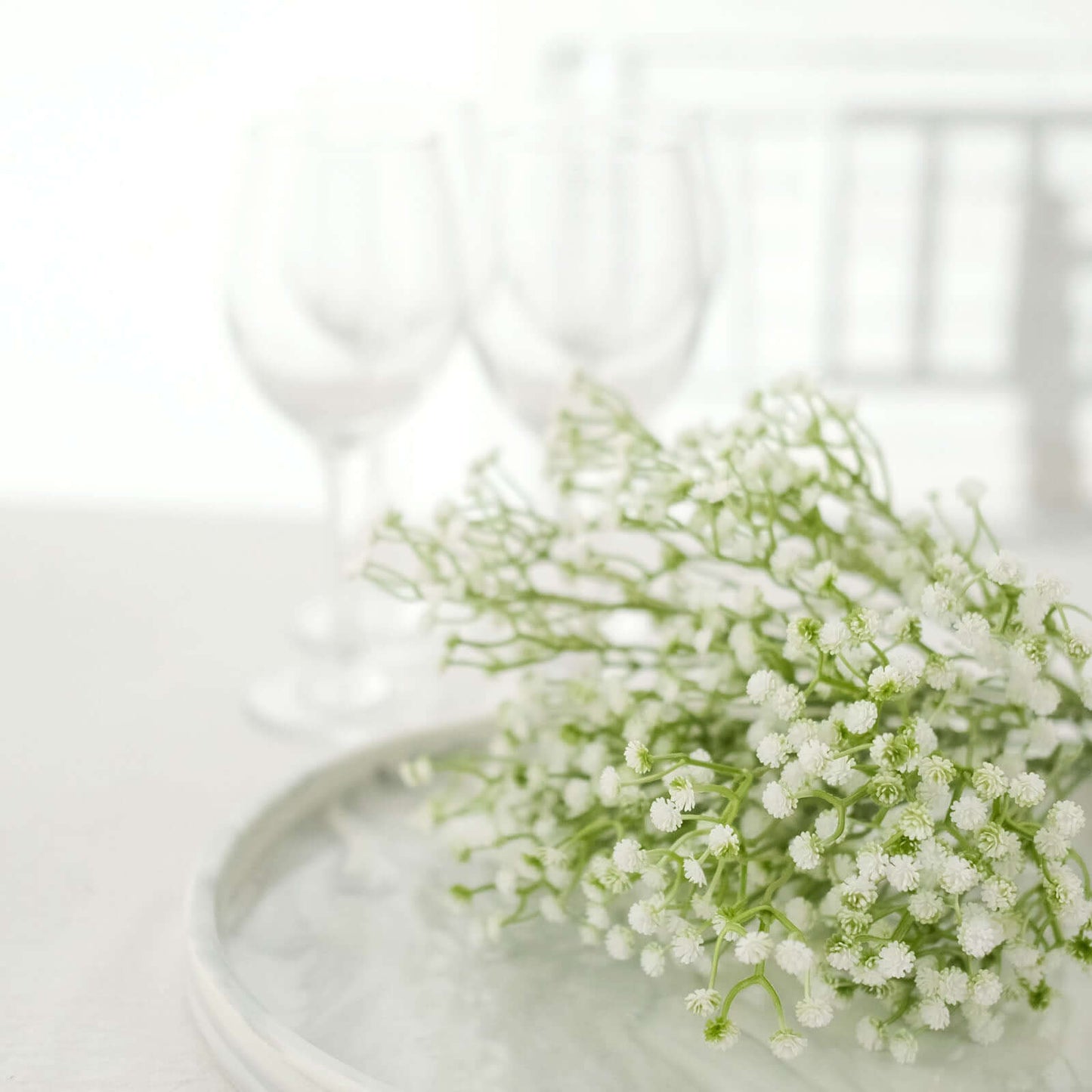 3 Bushes White 14" Artificial Babyâ€™s Breath Gypsophila Flower Arrangements, Real Touch Indoor Faux Floral Bouquets