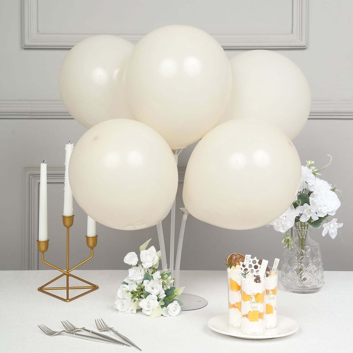 25 Pack 12" Matte Pastel Beige Helium Air Latex Party Balloons
