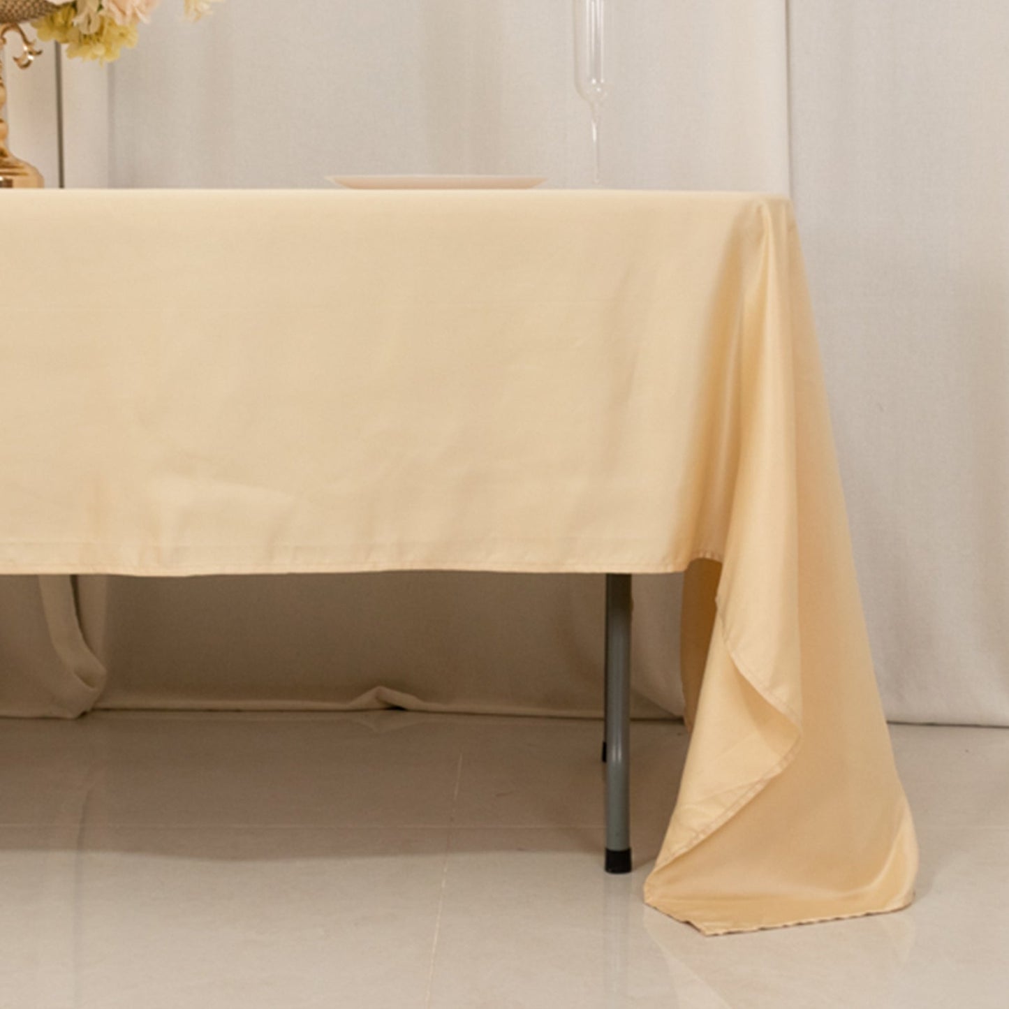 Lamour Satin 60"x126" Rectangle Tablecloth Beige - Soft & Silk-Like Table Cover