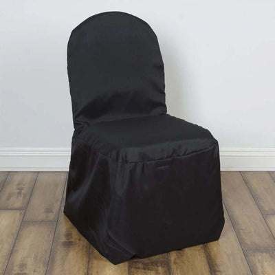 10 Pack Polyester Chair Cover for Banquet Chairs Black - Stain-Resistant Reusable Slip-On Slipcover