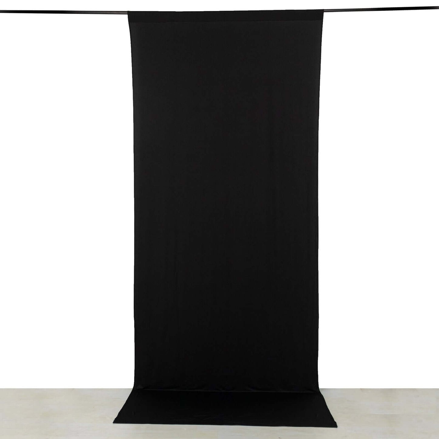Black 4-Way Stretch Spandex Event Curtain Drapes, Wrinkle Free Backdrop Event Panel with Rod Pockets - 5ftx12ft