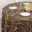 Sequin Mesh 120" Round Tablecloth Black/Gold - Seamless Wave Embroidered Table Cover