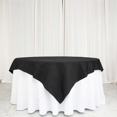 100% Cotton 70"x70" Table Overlay Square Tablecloth Black Linen - Soft & Breathable Fabric Table Topper