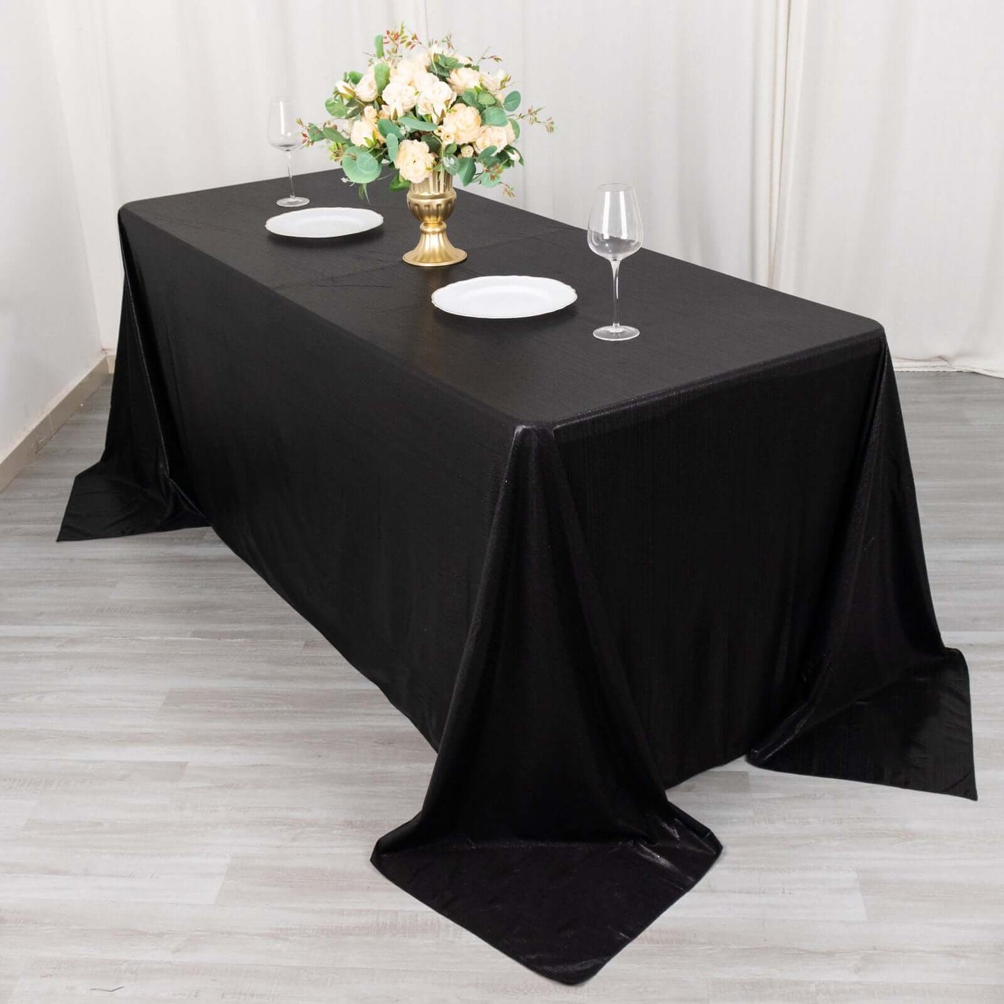 Sequin Dots Polyester 90"x132" Rectangle Tablecloth Shimmering Black - Seamless, Glittering & Wrinkle Free Table Cover