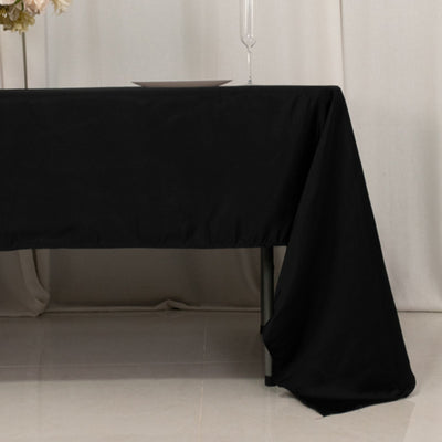 Lamour Satin 60"x126" Rectangle Tablecloth Black - Soft & Silk-Like Table Cover for Upscale Dining