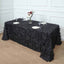 Taffeta 90"x132" Rectangle Tablecloth Black | 3D Leaf Petal Design Seamless Table Cover