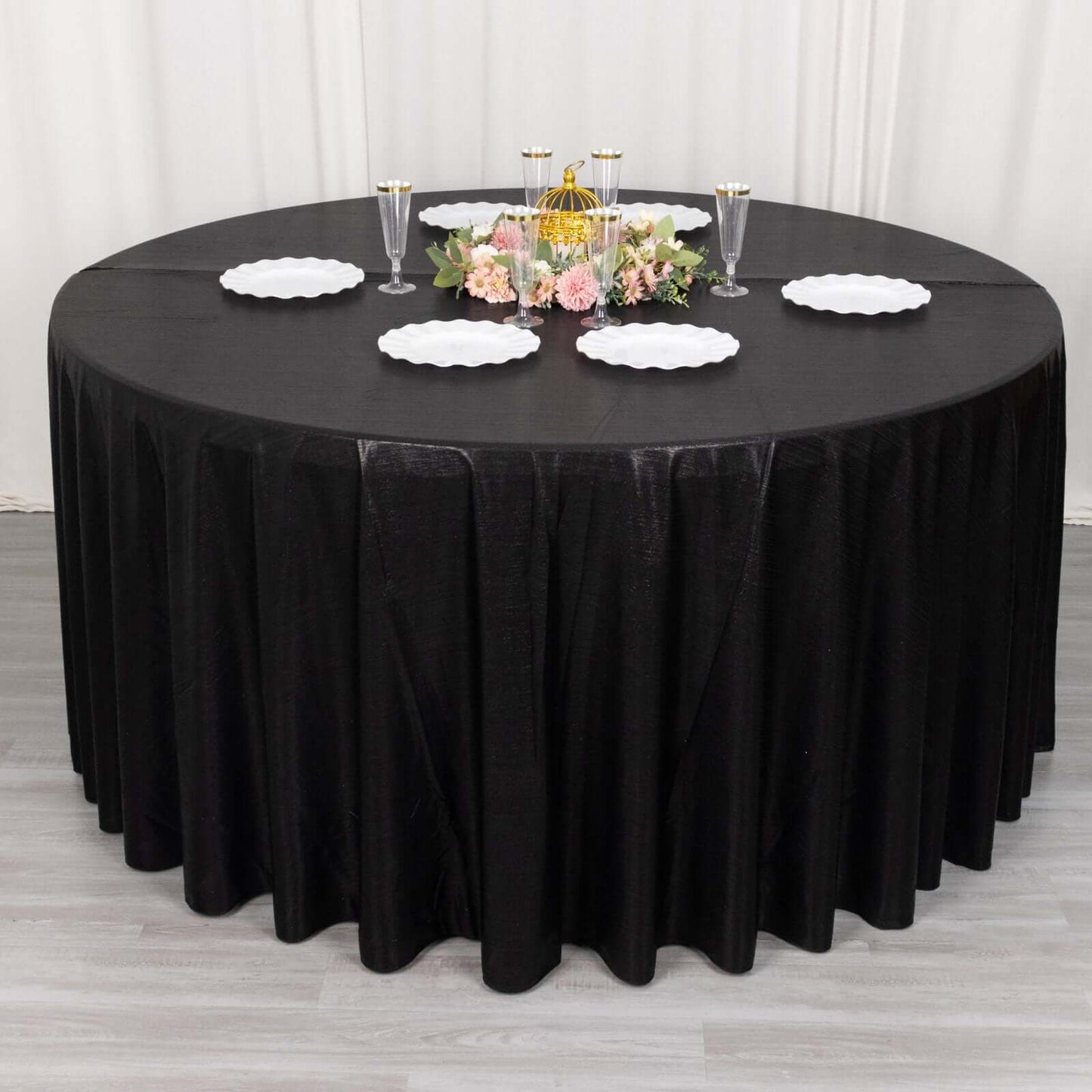 Sequin Dots Polyester Round 120" Tablecloth Shimmering Black - Wrinkle Free & Sparkling Table Cover