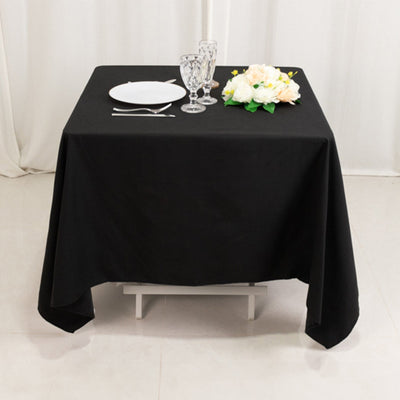 Cotton Blend 70"x70" Square Tablecloth Black - Wrinkle-Resistant Fabric Table Cover
