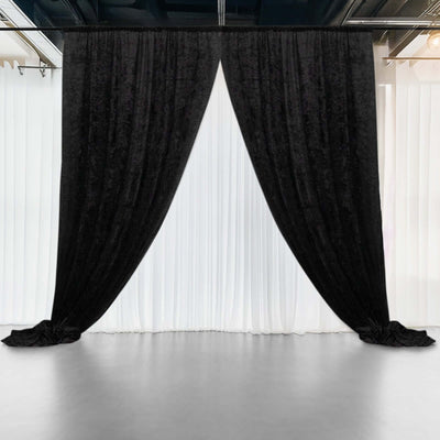 Black Crushed Velvet Backdrop Curtain â€“ 5ft x 12ft Event Drape with Rod Pocket, Privacy Panel for Photo Booths & Events