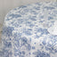 Polyester 132" Round Tablecloth White - Blue French Toile Pattern for Chic Weddings