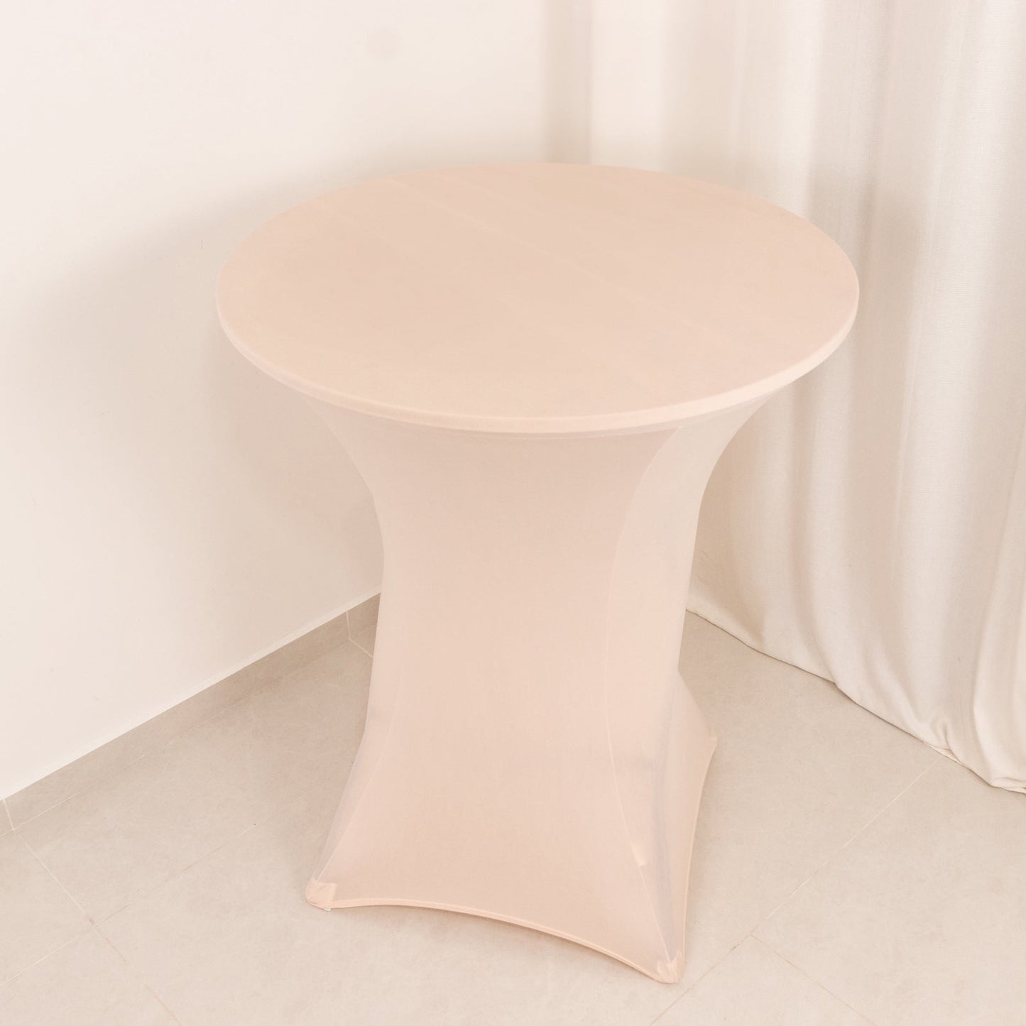 Spandex 36" Round Cocktail Table Cover Blush - Easy to Maintain Stretch Fitted Highboy Tablecloth