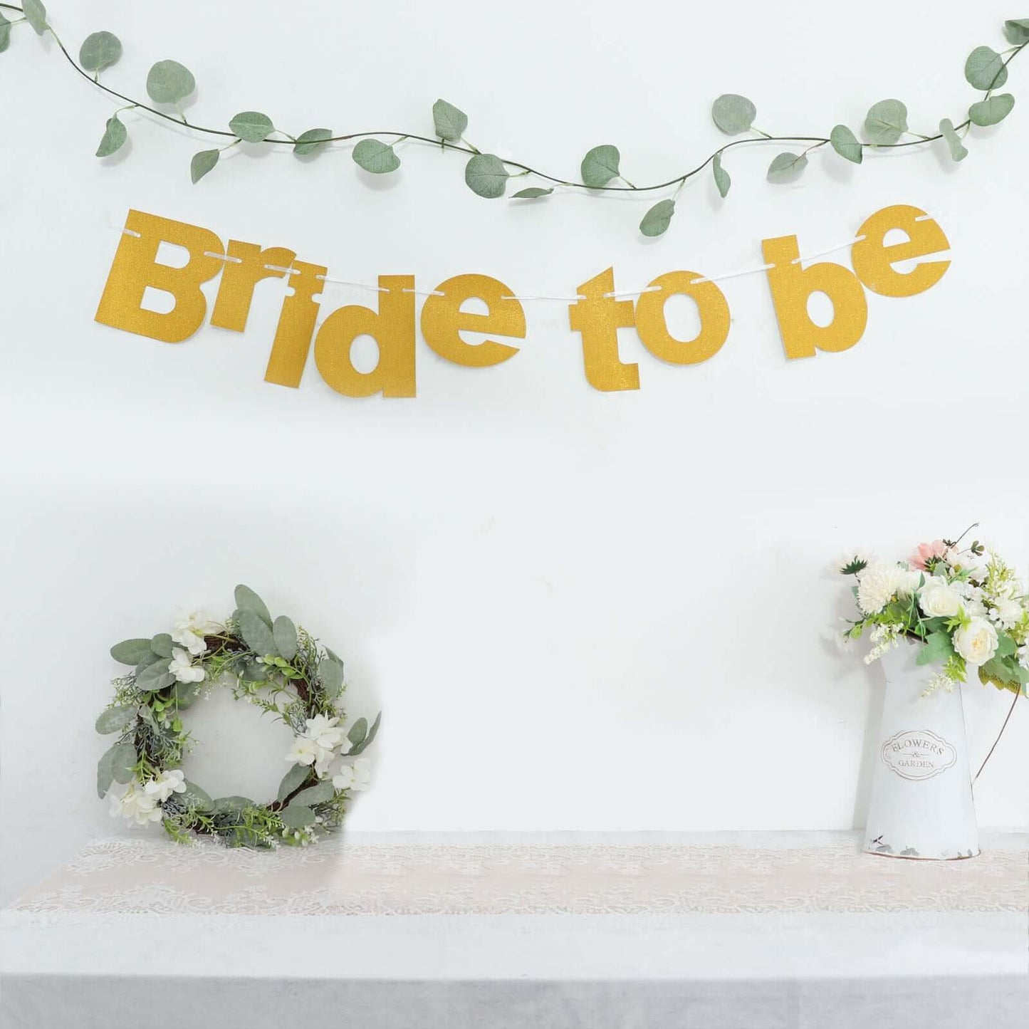 3.5ft Gold Glittered Bride To Be Paper Hanging Bridal Shower Garland Banner, Bachelorette Party Banner