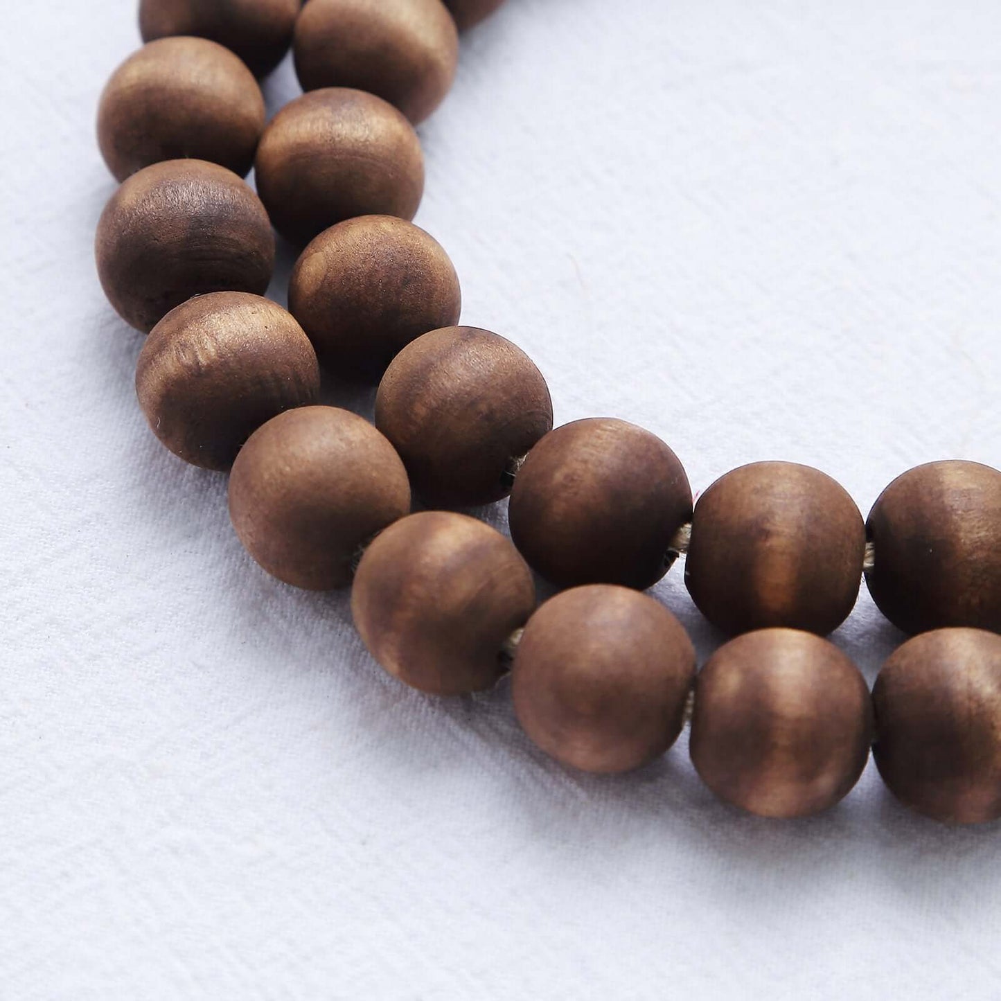 55" Brown Rustic Boho Chic Wood Bead Garland With Tassels, Farmhouse Country Wood Bead Chain