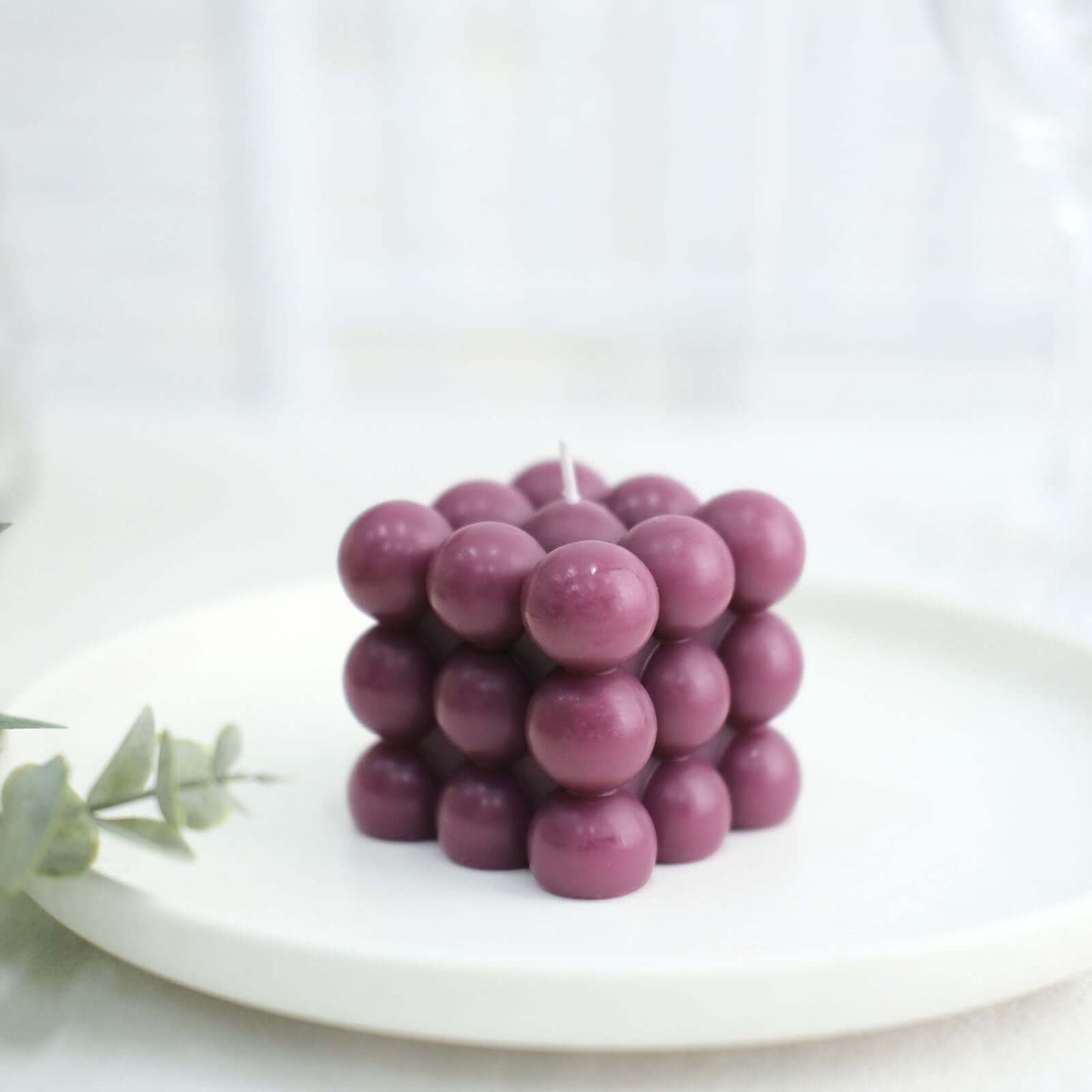 2-Pack Decorative Paraffin Wax Candles Bubble Cube Design Burgundy - Unscented Long Burning Pillar Candle Set 2"