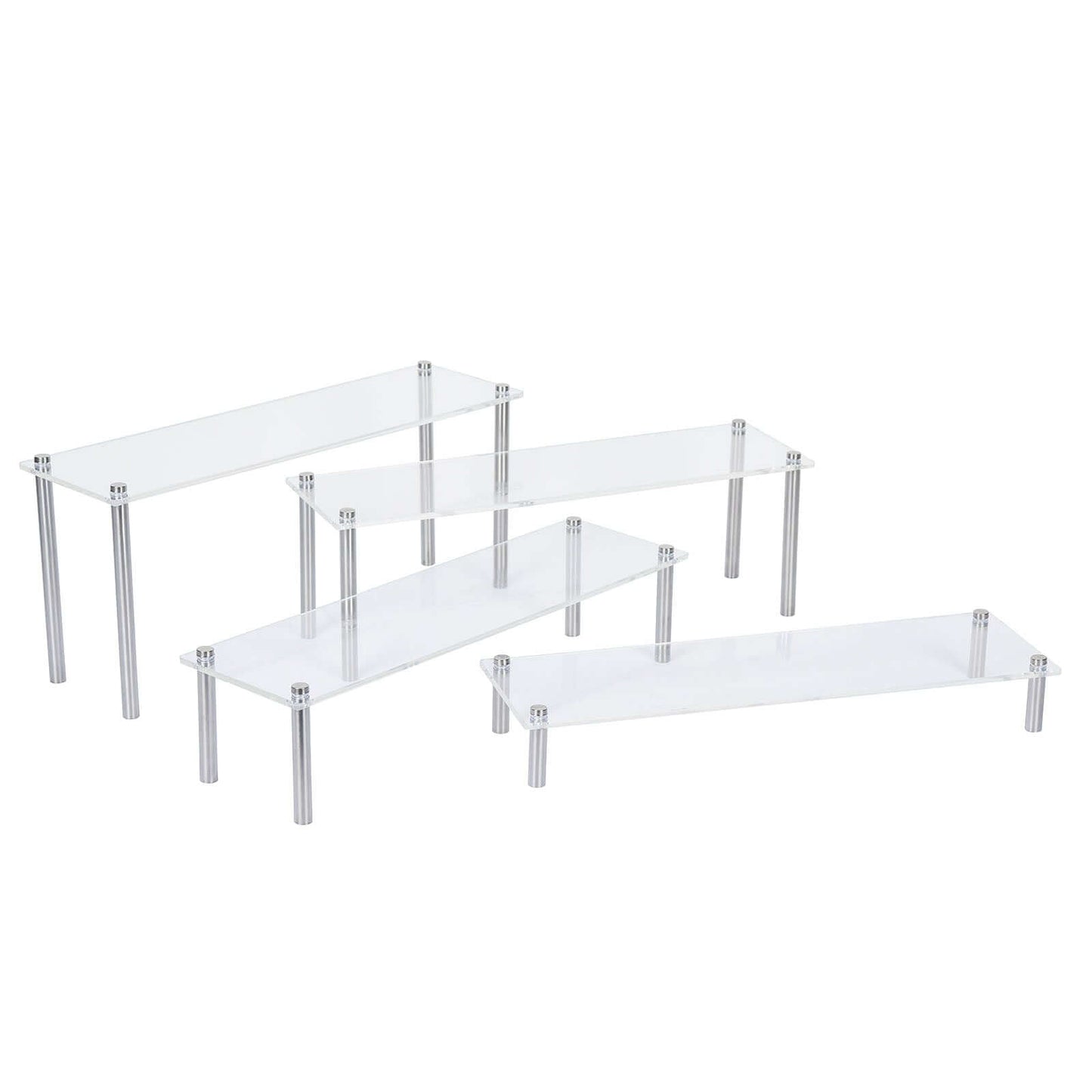 Set of 4 Premium Acrylic Dessert Display Stands Clear - Sleek Multi Level Buffet Riser Serving Tray Platter for Cupcakes Pastries & Appetizers
