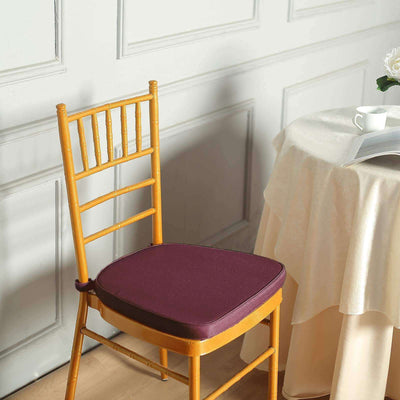 Chiavari Chair Cushion with 1.5" Thick Memory Foam and Ties Burgundy - Stylish Removable Cover for Comfort