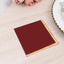 50-Pack Paper Beverage Napkins Burgundy with Gold Foil Edge - 2 Ply Disposable Soft 18GSM Cocktail Napkins 5"x5"