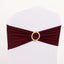 5 Pack Spandex Chair Sashes Burgundy with Gold Rhinestone Buckles - Reusable Four-Way Stretch Sash Bands 5"x14"