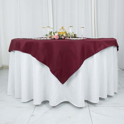 Premium Polyester 54"x54" Table Overlay Square Tablecloth Burgundy - Stain and Wrinkle-Resistant 220GSM Table Topper