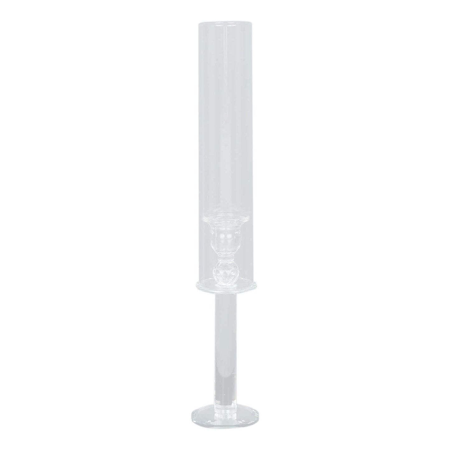 2-Pack Crystal Glass Hurricane Taper Candle Holders, Tall Decorative Candle Stands Clear Cylinder Chimney Tubes 18"