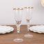 6-Pack Champagne Flute Glasses Clear Gold Rimmed Design with Long Beaded Stem - Chic Crystal Glassware for Wine & Events 6oz 8.5"