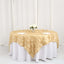 Taffeta 90"x90" Table Overlay Square Tablecloth Champagne - Leaf Petal Design for Stylish Celebrations
