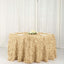Taffeta 132" Round Tablecloth Champagne | 3D Leaf Petal Design Seamless Table Cover