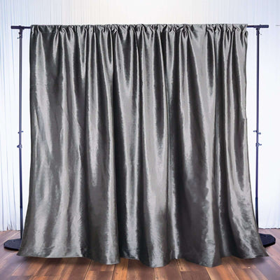 Charcoal Gray Crushed Velvet Backdrop Curtain â€“ 8ft x 8ft Event Drape with Rod Pocket, Privacy Panel for Photo Booths & Events