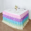 Chiffon 14ft Table Skirt Gradient Unicorn - 5-Tier Ombre Ruffled Tutu Table Cover with Satin Backing for Enchanting Events