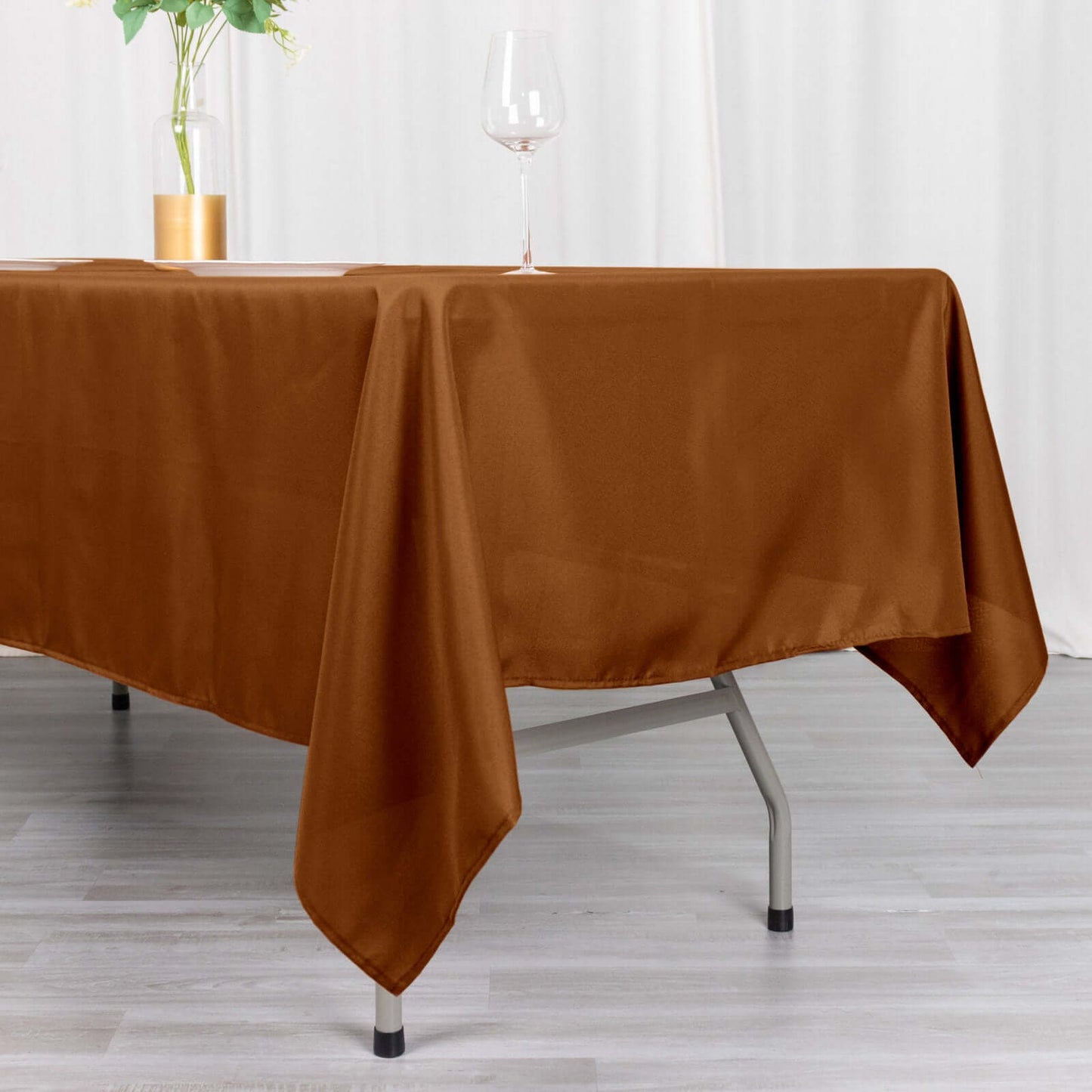 Polyester 60"x102" Rectangle Tablecloth Cinnamon Brown - Durable and Stylish Table Cover