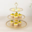 14" Clear Gold Glittered 3-Tier Plastic Dessert Display Stand With Gold Beaded Rim, Round Cupcake Tower Tea Party Serving Platter With Top Handle