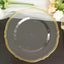 10-Pack Plastic 10" Dinner Plates in Clear with Gold Scalloped Rim - Disposable Large Party Plates