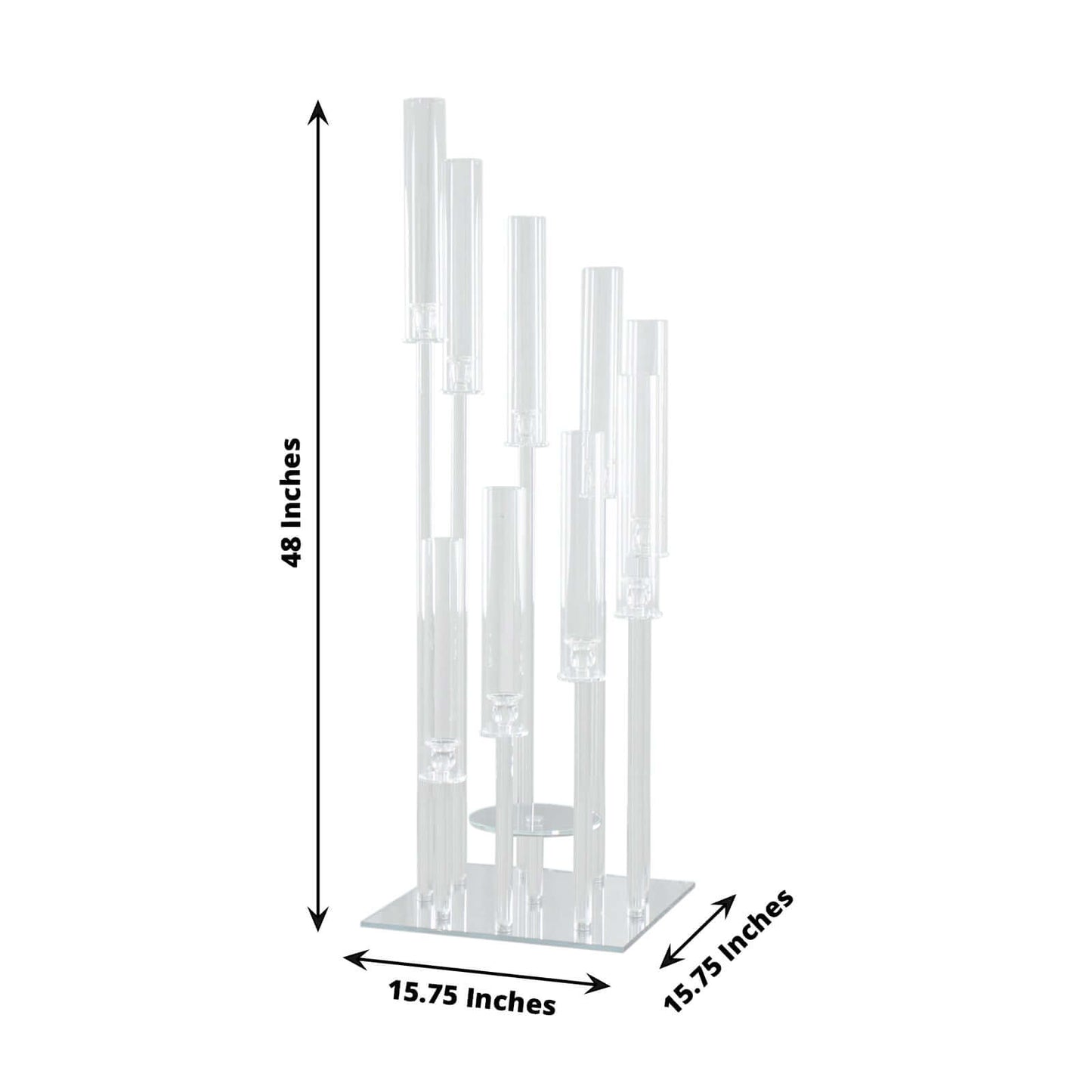 Crystal Glass Cluster Candelabra Pedestal Stand - Square Hurricane Taper Candle Holder Table Centerpiece 4ft