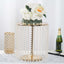 Metal Cake Stand Round Design Metallic Gold with Crystal Chains 14" Dia - Cupcake Dessert Pedestal 16"Tall