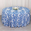 Taffeta 120" Round Tablecloth Royal Blue - Seamless Velvet Flocking Damask Table Cover