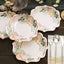 25-Pack Paper 8" Dessert Plates in White with Floral Print & Rose Gold Scallop Rim - Disposable 300GSM Appetizer Salad Plates
