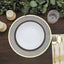 10-Pack Economy Plastic Round Charger Plates 12" in Clear with Wide Gold Rim, Decorative Dinner Party Serving Plates