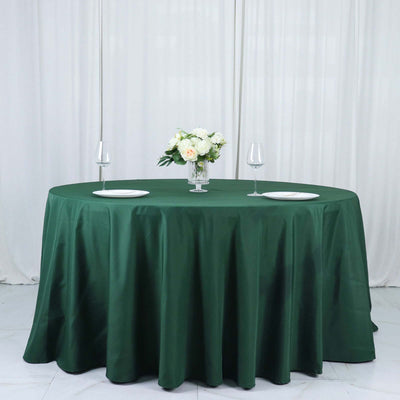 Polyester 132" Round Tablecloth Hunter Emerald Green - Seamless Chic Table Cover