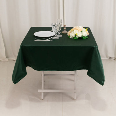 Lamour Satin 54"x54" Square Tablecloth Hunter Emerald Green - Durable & Silk-Like Table Cover